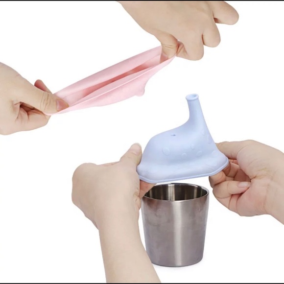 2 Pack BPA Free Silicone Sippy Cup Lids, Fits Any Cup, Stretch Spill Proof Lid - Picture 5 of 5